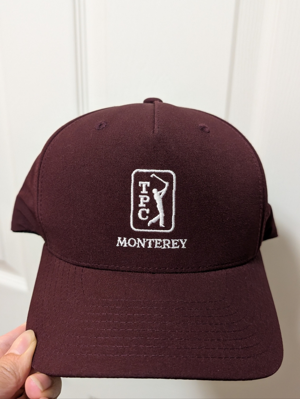 New Asher TPC Monterey Golf Cap hat Dark Red Maroon